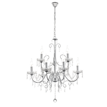 Polished Chrome Chandelier with Crystals